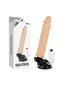 BASECOCK - REALISTISCHER VIBRATOR MIT FERNBEDIENUNG NATURWEISS 21 CM -O- 4 CM
