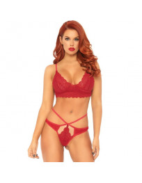 LEG AVENUE - 2-TEILIGES SET, SPITZEN-BRALET UND TANGA M-L