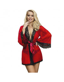 SUBBLIME - TRANSPARENTER STOFFMANTEL MIT SPITZENDETAIL ROT S-M