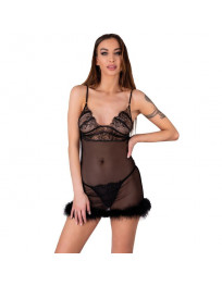 LIVCO CORSETTI FASHION - ZERUNAM SET BABYDOLL SCHWARZER TANGA