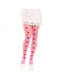 LEG AVENUE - STRÜMPFE MIT ÖFFNUNGEN HERZ and SCHLEIFEN ROSA