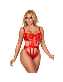SUBBLIME - 954468 SEXY DURCHBROCHENER BODY MIT SCHLEIFE ROT S-M