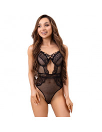LIVCO CORSETTI FASHION - PAULA LC 20209 BODY MIT SPITZENVERZIERUNGEN SCHWARZ S-M