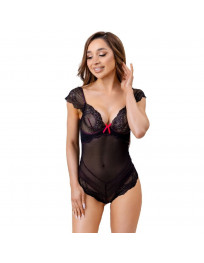 LIVCO CORSETTI FASHION - EVELYN LC 20243 BODY MIT SPITZENBESATZ UND TRANSPARENZEN SCHWARZ S-M