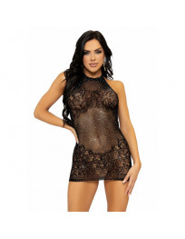 LEG AVENUE - STRASS NECKHOLDER-MINIKLEID, EINHEITSGRößE- SCHWARZ