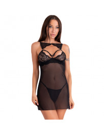 LIVCO CORSETTI FASHION - KROLINA LC 90734 CHEMISE TANGA SCHWARZ S-M