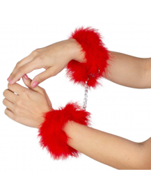 SECRETPLAY - ROTE MARABOU-HANDSCHELLEN