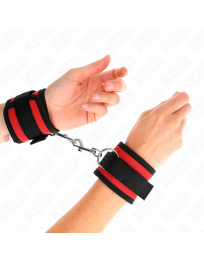 KINK - NYLON BIND-HANDHANDFESSELN MIT KLETTVERSCHLUSS ROT-SCHWARZ MODELL 2 VERSTELLBAR 18-35 CM X 6 CM