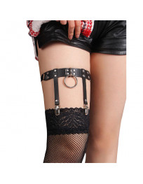 SUBBLIME - 953744 VERSTELLBARES PUNK-STRUMPFHOSE AUS LEDER SCHWARZ EINE GRÖSSE