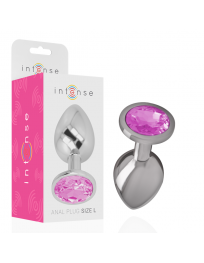 INTENSE - ANALPLUG AUS ALUMINIUMMETALL MIT ROSA KRISTALL, GRÖSSE L
