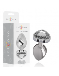 INTENSE - ALUMINIUM-METALL-ANAL-STECKER, WEISSES HERZ, GRÖSSE M
