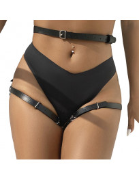 SUBBLIME - LEDER TAILLE UND BEIN HARNESS SCHWARZ EINE GRÖSSE