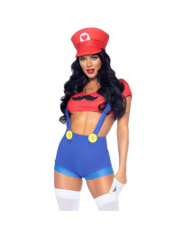 LEG AVENUE - SEXY KOSTÜM MARIO BROS ROT-BLAU S