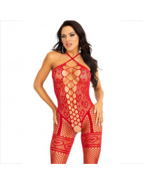 LEG AVENUE - BODYSTOCKING HALSHALTER ROTE HERZEN ROT