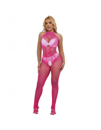 SUBBLIME - 952389 BODYSTOCKING MIT SCHNITTFREIEM NETZ UND SPITZE MIT HOHEM HALS EINE GRÖSSE