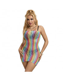 SUBBLIME - 952457 RAINBOW OFF SHOULDER RMELLOSER NETZ KLEID EINE GRÖSSE