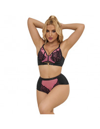 SUBBLIME - 955588 ROSA LACKLEDER MESH ZIPPER BH SET L-XL