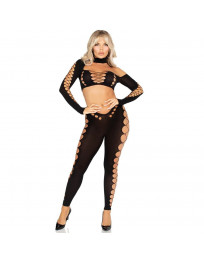 LEG AVENUE - CROP TOP UND LEGGINGS CUT-OUT NAHTLOS SCHWARZ