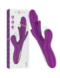 INTENSE - ATENEO WIEDERAUFLADBARER MULTIFUNKTIONSVIBRATOR 7 VIBRATIONEN MIT OSZILLIERENDER ZUNGE UND LILA SAUGROHR
