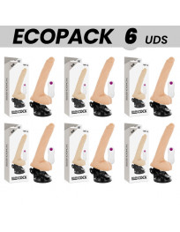 ECOPACK 6 EINHEITEN - BASECOCK REALISTISCHER VIBRATOR MIT FERNBEDIENUNG NATÜRLICH 19 CM -O- 4 CM