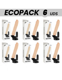 ECOPACK 6 EINHEITEN - BASECOCK REALISTISCHER VIBRATOR MIT FERNBEDIENUNG NATÜRLICHER 20 CM -O- 4 CM