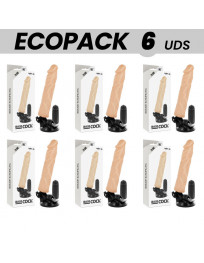 ECOPACK 6 EINHEITEN - BASECOCK REALISTISCHER VIBRATOR MIT FERNBEDIENUNG NATÜRLICHER 21 CM -O- 4 CM