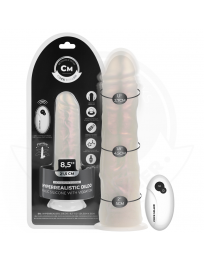 COCK MILLER - DILDO MIT SAUGNÄPFEN, LICHTERN UND VIBRATION MIT FERNBEDIENUNG WEISS 21,5 CM